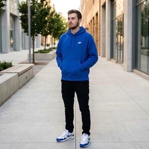 Nike Sportswear Club Fleece Pullover Hoodie - Game Royal Blue - Men's Large